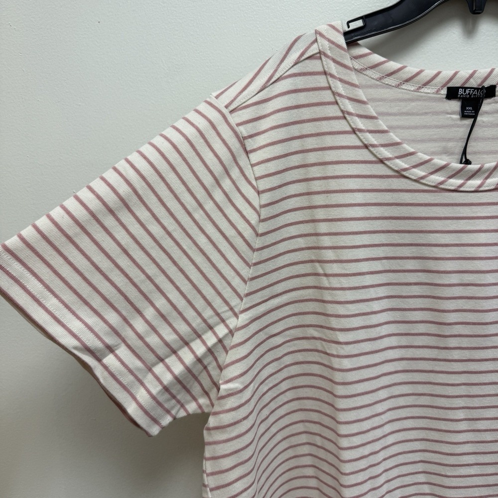 Pink Stripe Cotton Dress Buffalo David Bitton  XXL Knit Hi Low Hem Casual NWT - Picture 4 of 10